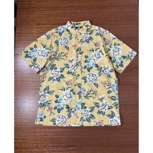 Reyn Spooner Hawaiian Shirt‎ Men L Classic Fit Yellow Floral Aloha Spooner Kloth